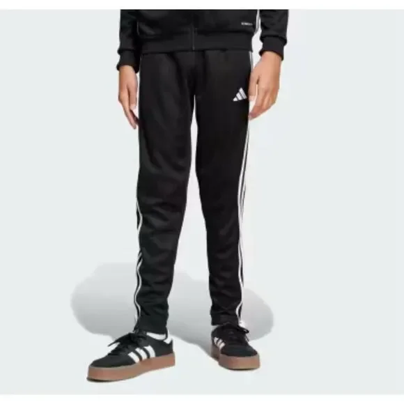 adidas Iconic Black 3 White Stripe 2 Pocket Jogger Pants Boys Medium 10 12 NWT - Picture 1 of 2